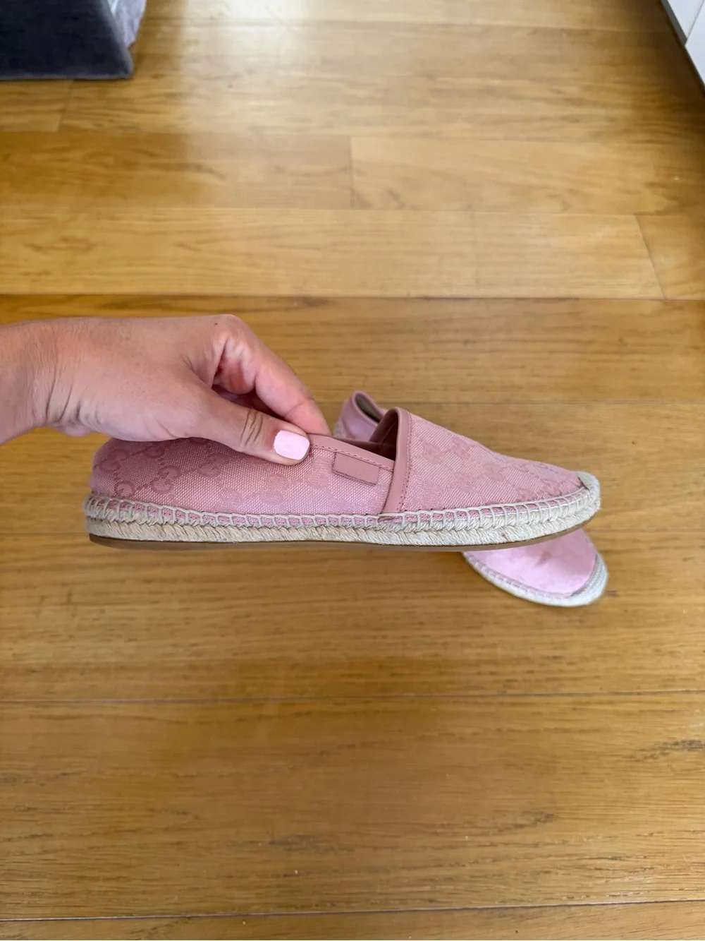 Gucci Pink GG Canvas Espadrille Flats